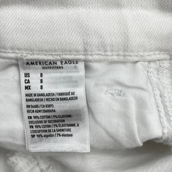 AMERICAN EAGLE AE Denim Cut Off High Waisted White Shorts Womens 8 - Picture 4 of 7